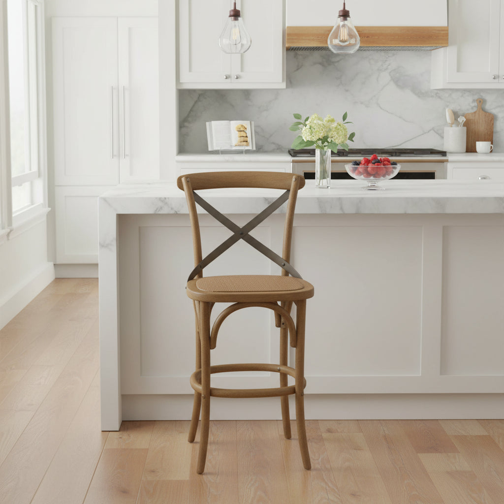 LH Home Cross Back Fixed Counter Stool