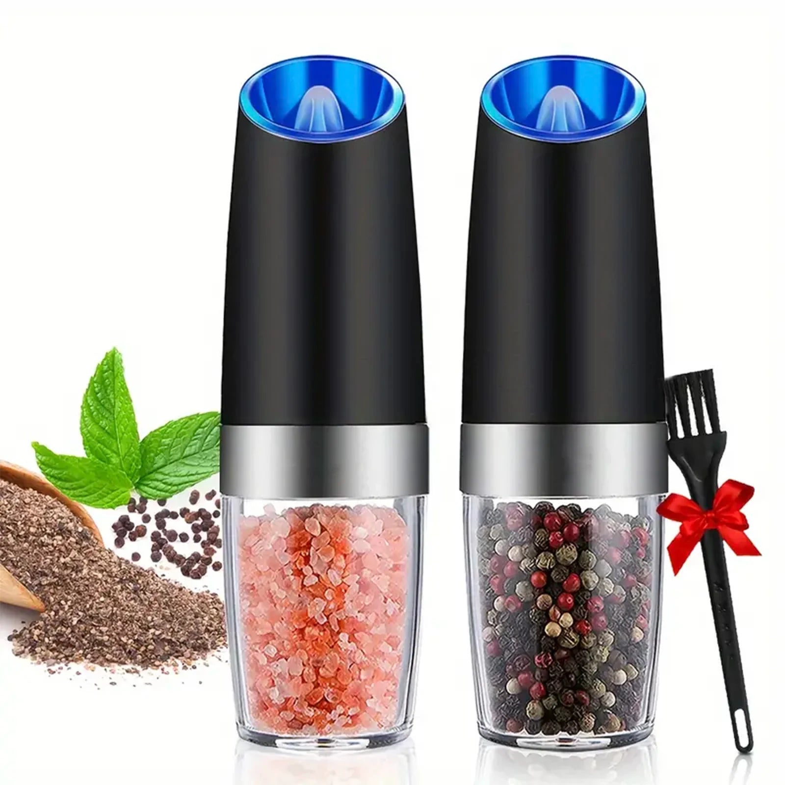 Gravity Electric Salt & Pepper Mill – Automatic Tilt-to-Grind Grinder, Battery Powered with Adjustable Coarseness & Upgraded Large Capacity