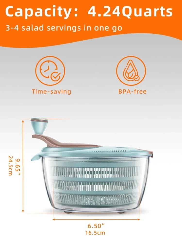 🥗 4.24 Quart Salad Spinner – Rinse, Spin & Serve Greens with Ease