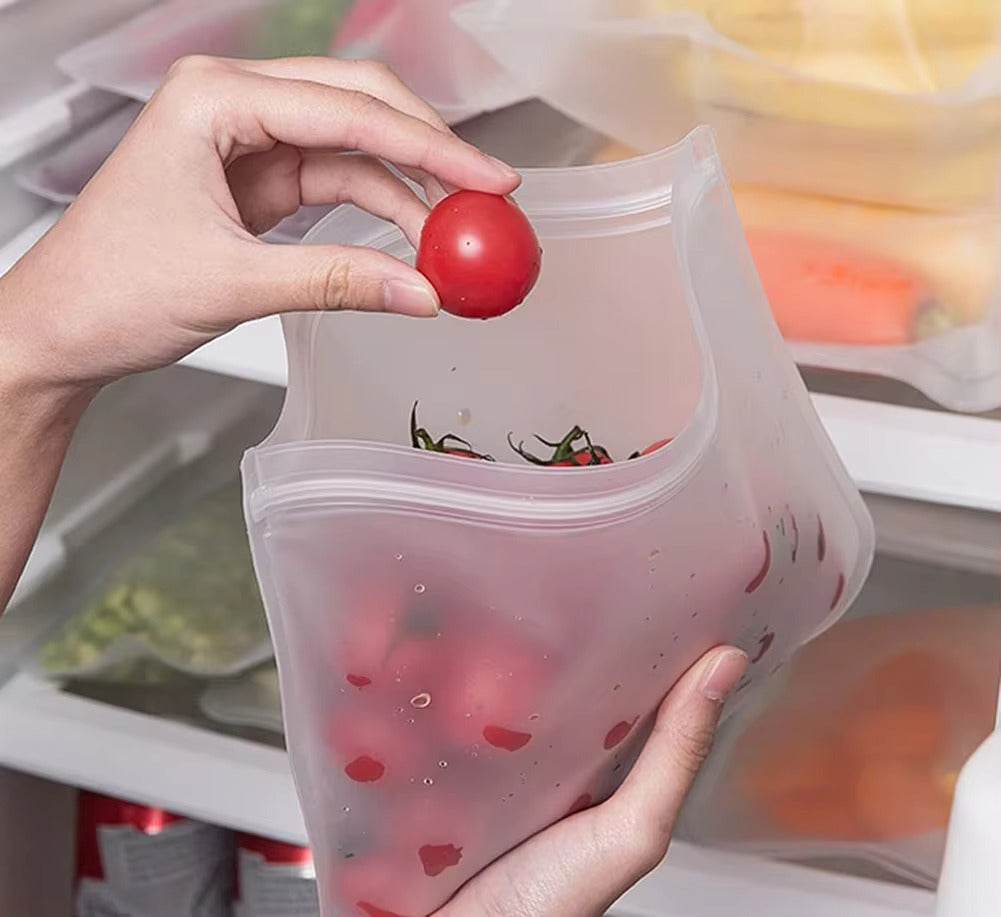 Silicone Food Storage Containers – Stand-Up Zip-Shut Bags