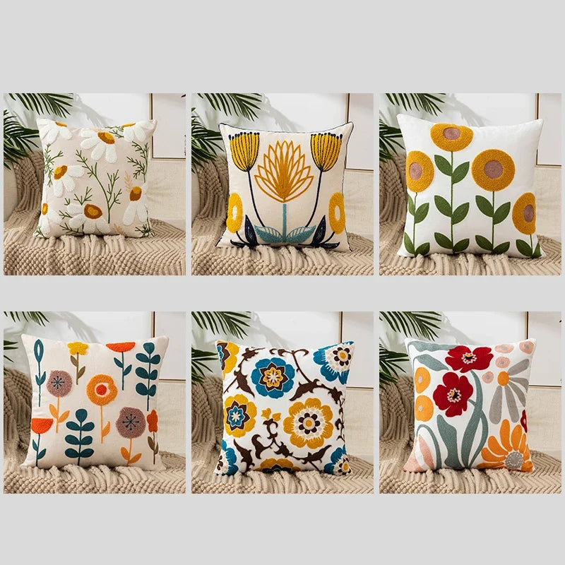 Vintage Floral Embroidered Pillowcase