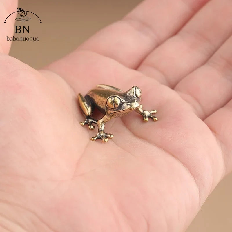Vintage Brass Frog Mini Figurine