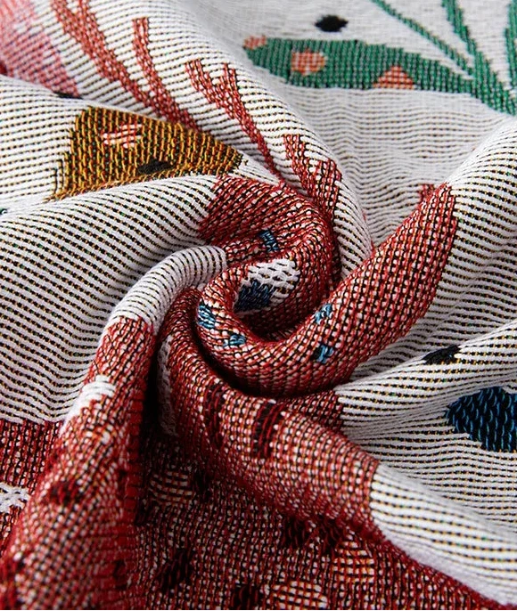Floral Deer Forest Woven Throw Blanket