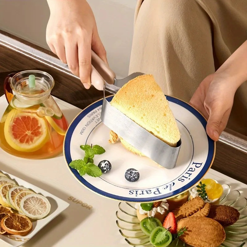 Stainless Steel Cake Lifter Set - Triangle Slicing Server, Layer Separator, and Transfer Tool for Even Portions, Non-Scratch (3-