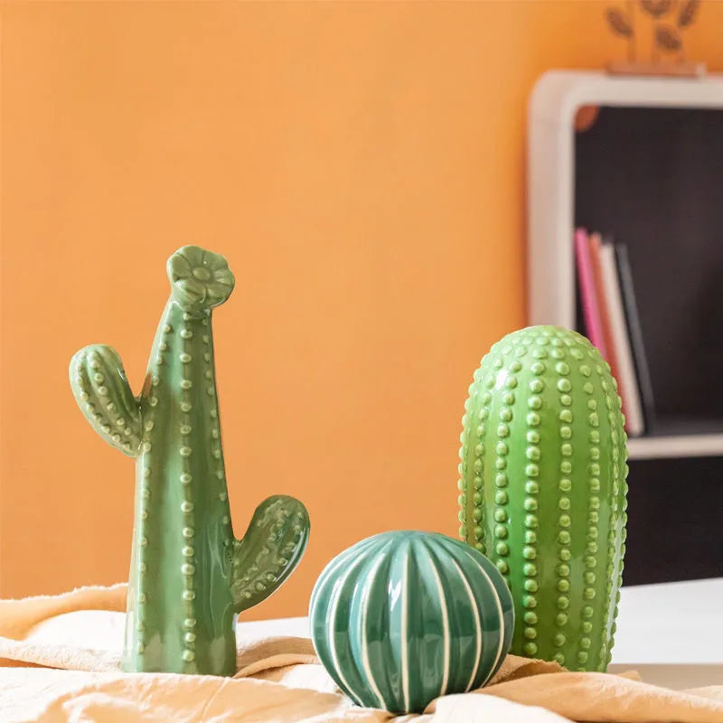 Ceramic Cactus Decorative Sculpture