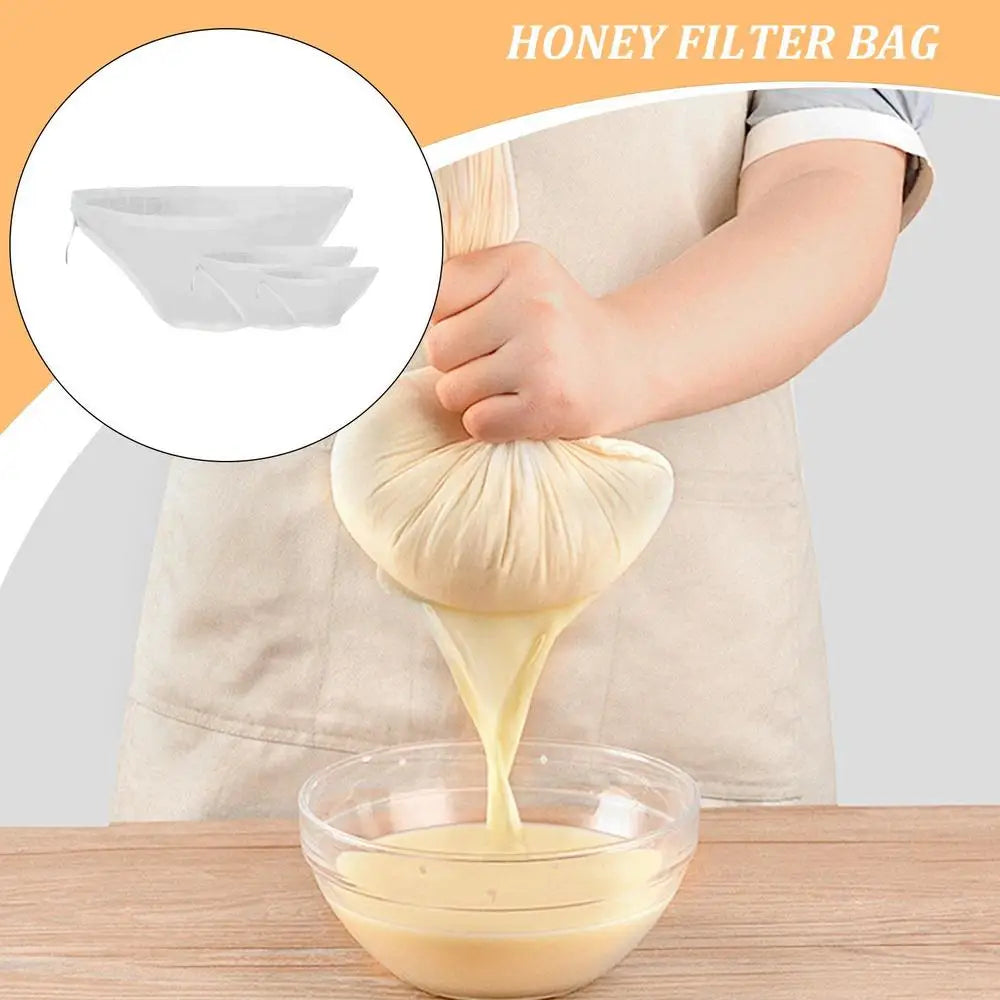 3pcs Soy Milk Bag Reusable Natural Cheese Cloth Bags Dumpling Filling Squeeze Drawstring Bags for Yogurt Nut Strainers