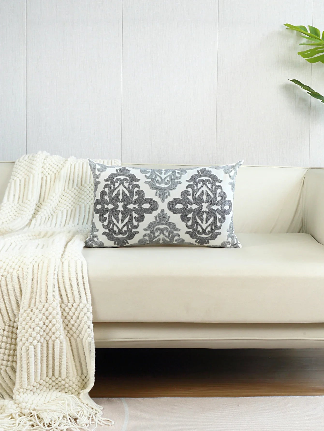 Geometric Embroidery Decorative Cushion Cover