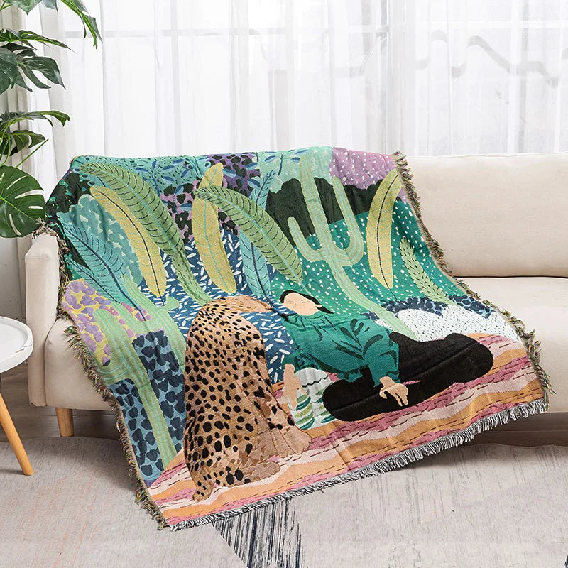 Abstract Woven Nature Throw Blanket
