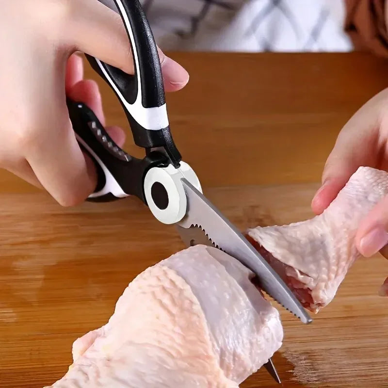 Multifunctional Stainless Steel Kitchen Scissors – Heavy-Duty Poultry, Meat & Fish Cutting Shears | Non-Slip, Durable Cooking Gadget