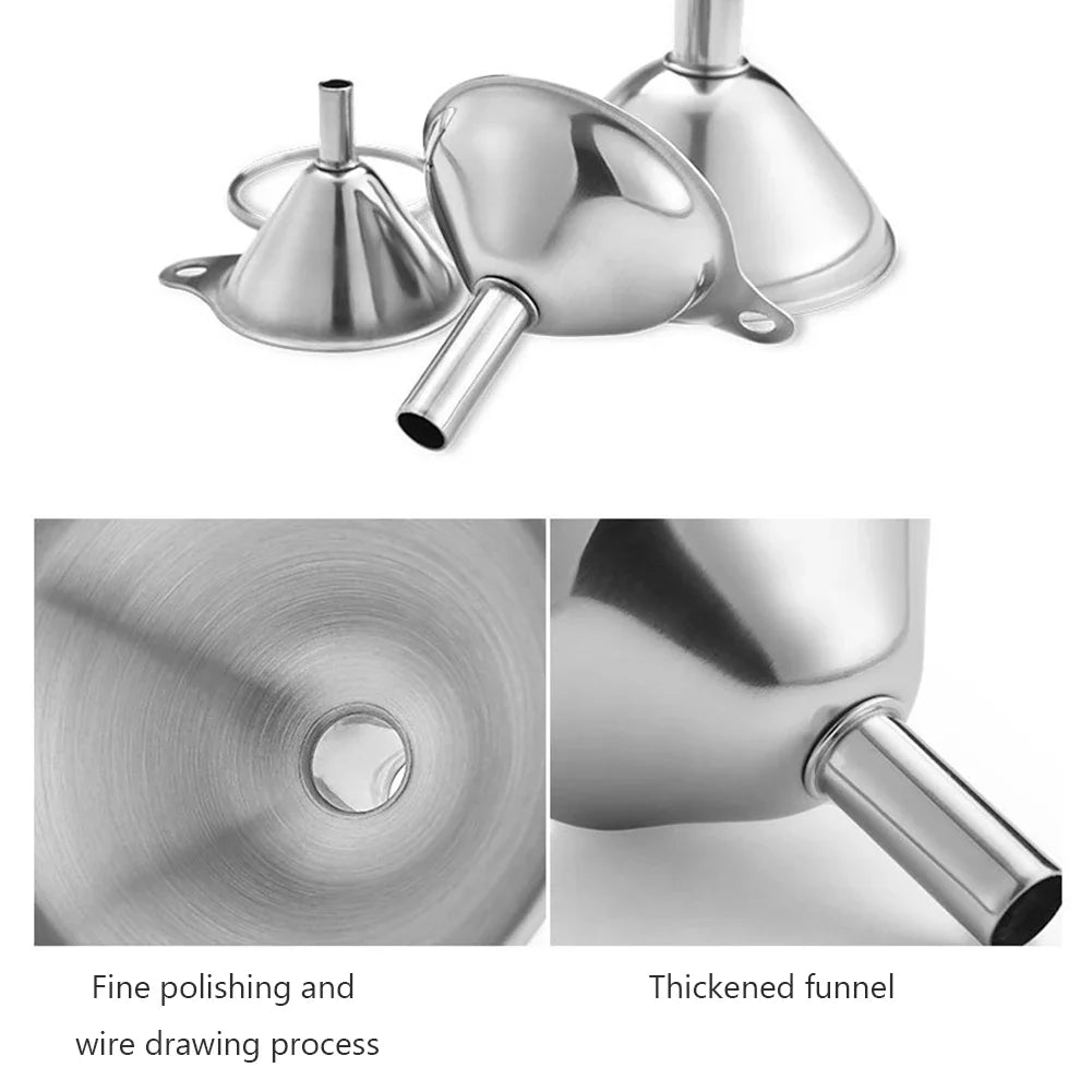 3 Piece Stainless Steel Funnels Set Kitchen Funnel Set Mini Funnel Set for Transferring Liquid Dry Ingredients Powder