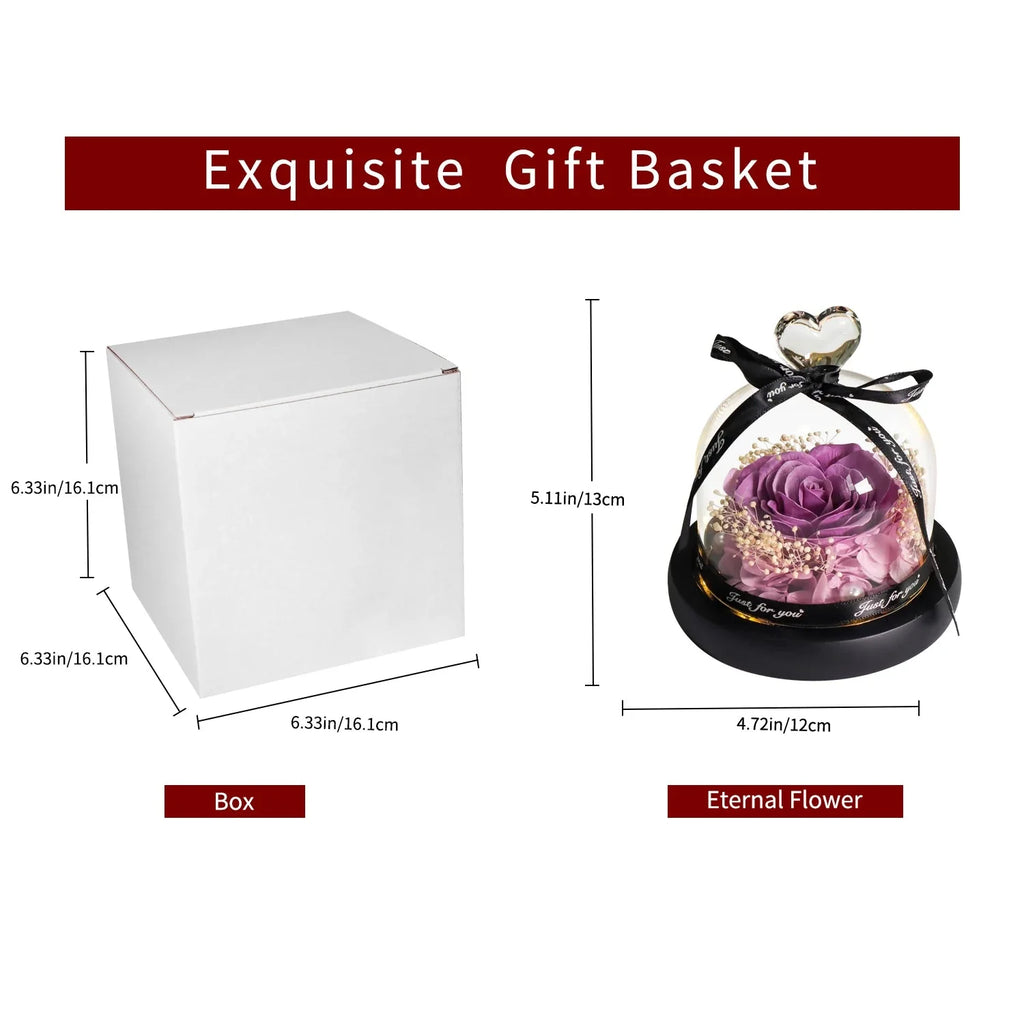 Purple Soap Rose in Glass Dome with LED Light