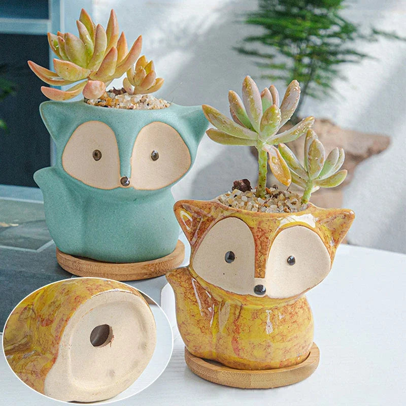 Ceramic Fox Succulent Planter