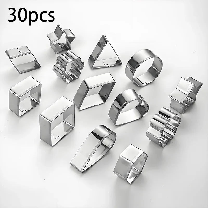 Stainless Steel Cookie Cutter Set  - Geometric Shapes for Baking, Clay Molds, Crafting, Dishwasher Safe (Circle, Square,