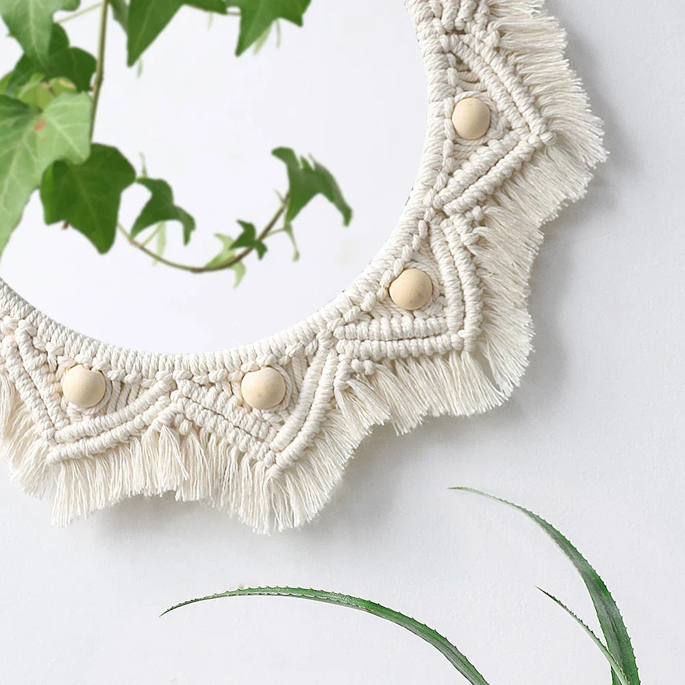 Circular Boho Macrame Wall Mirror
