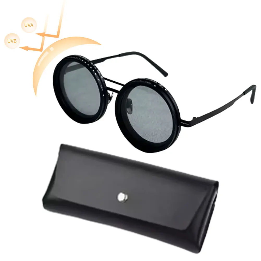 Adjustable Dimming Polarized Sunglasses – Retro Punk Round Style