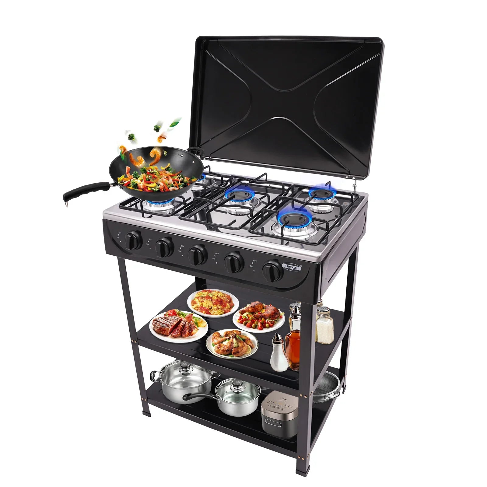 5 Hearth Grill, Gas Grill, 2.5 kW Burner,Freestanding, For Home Cooking, Outdoor Grilling, Camping, Fishing, RVing