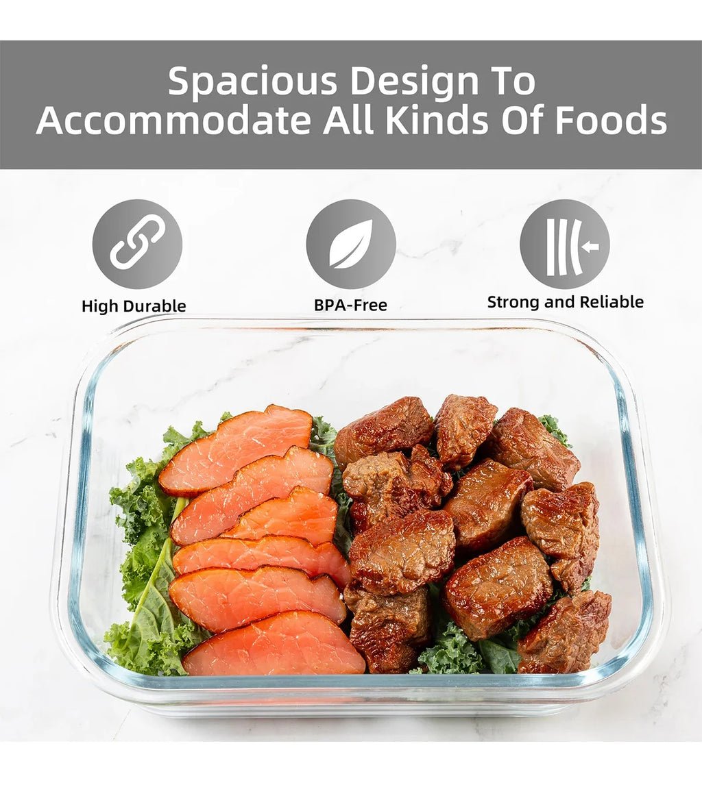 16-Piece Glass Food Storage Containers – Airtight, Leakproof, Microwave & Oven Safe