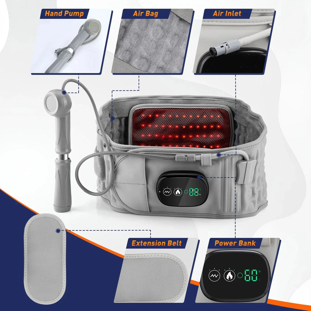 🔥 Heating Waist Massager Belt – Vibration & Inflatable Heated Back Support