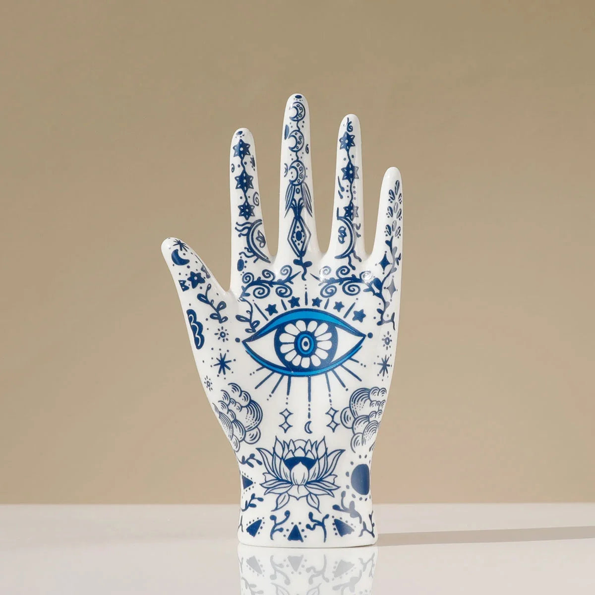 Ceramic Evil Eye Hand Jewelry Holder
