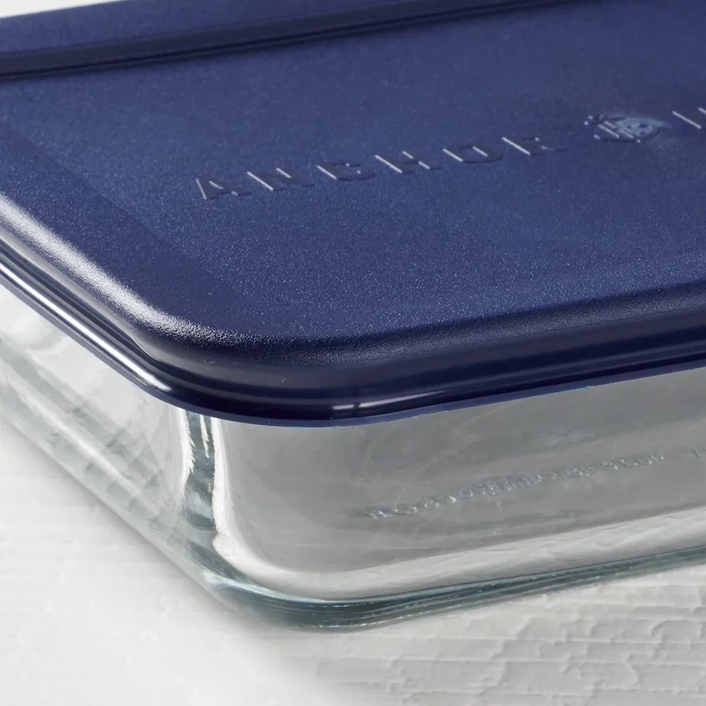 Glass Food Storage Containers Set of 2 Ergonomic Lids BPA Free Versatile Microwave Dishwasher Safe 3 Cup Rectangular Jars