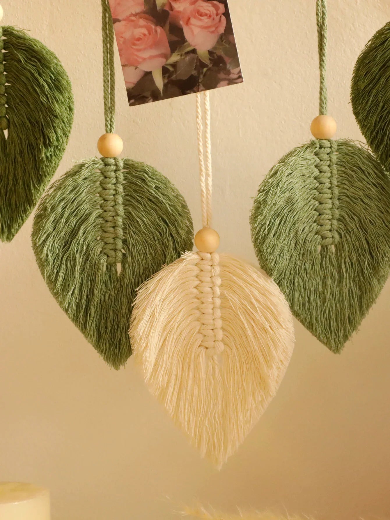 Boho Leaf Macrame Floating Shelf