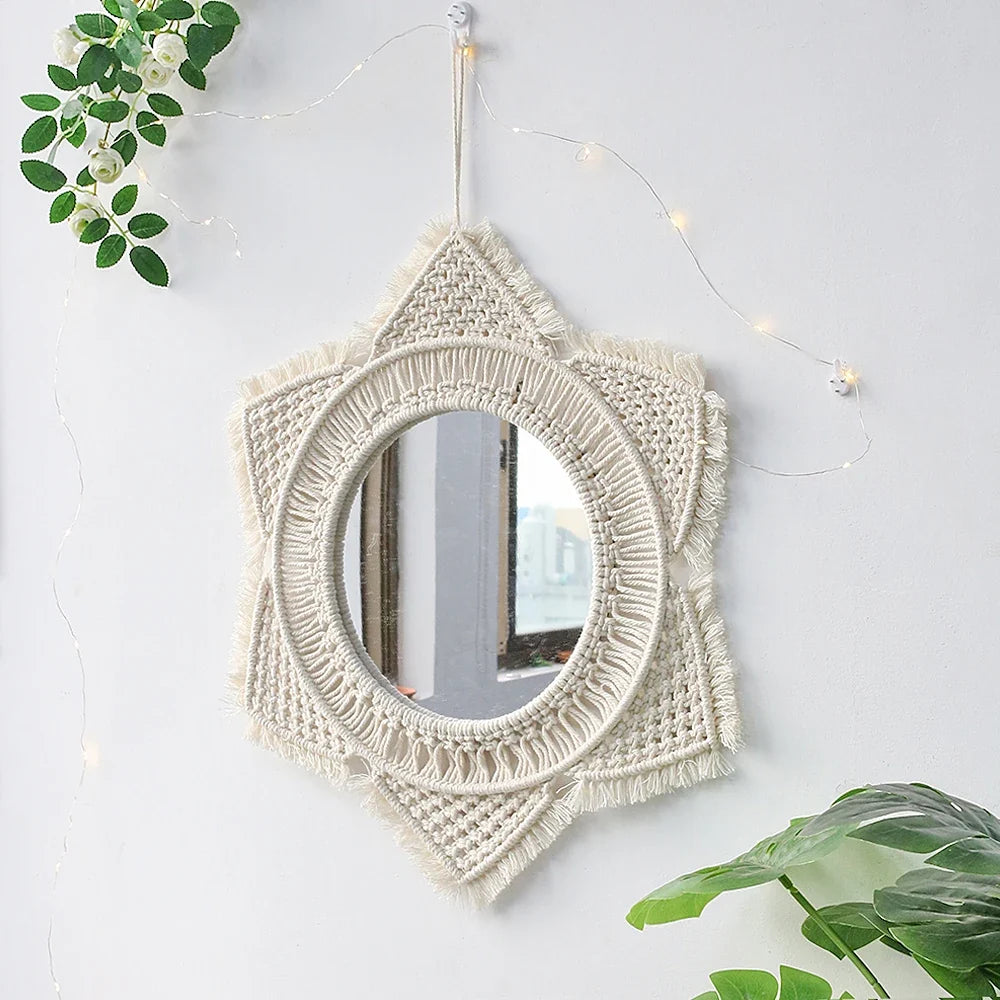 Circular Boho Macrame Wall Mirror