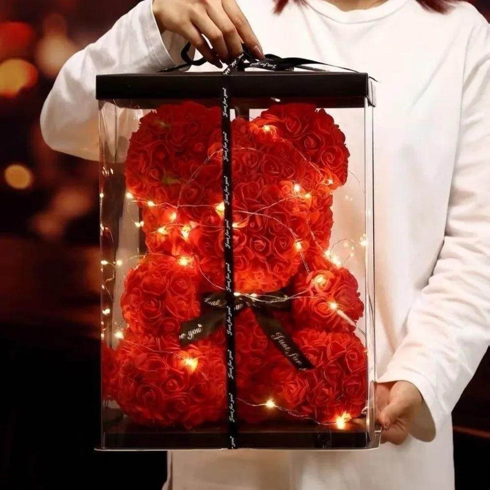 Teddy Rose Flower Bear with Gift Box