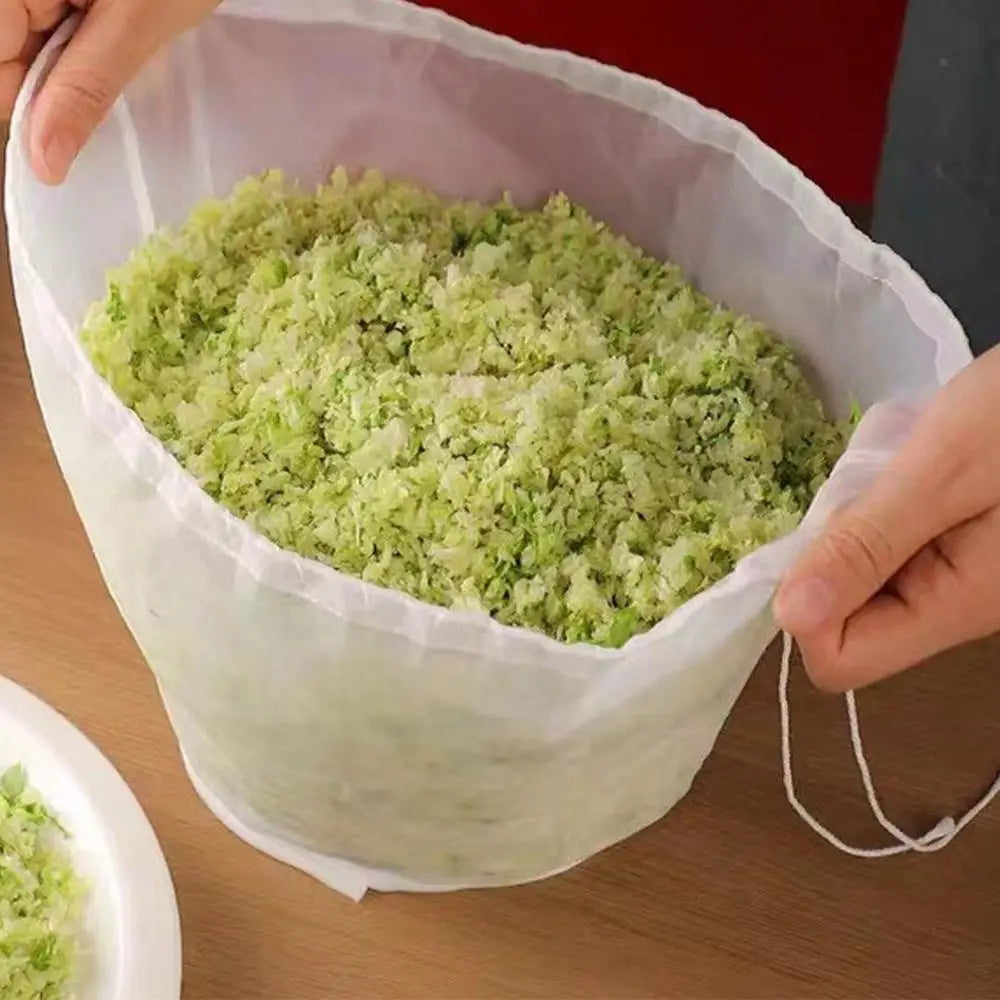 3pcs Soy Milk Bag Reusable Natural Cheese Cloth Bags Dumpling Filling Squeeze Drawstring Bags for Yogurt Nut Strainers
