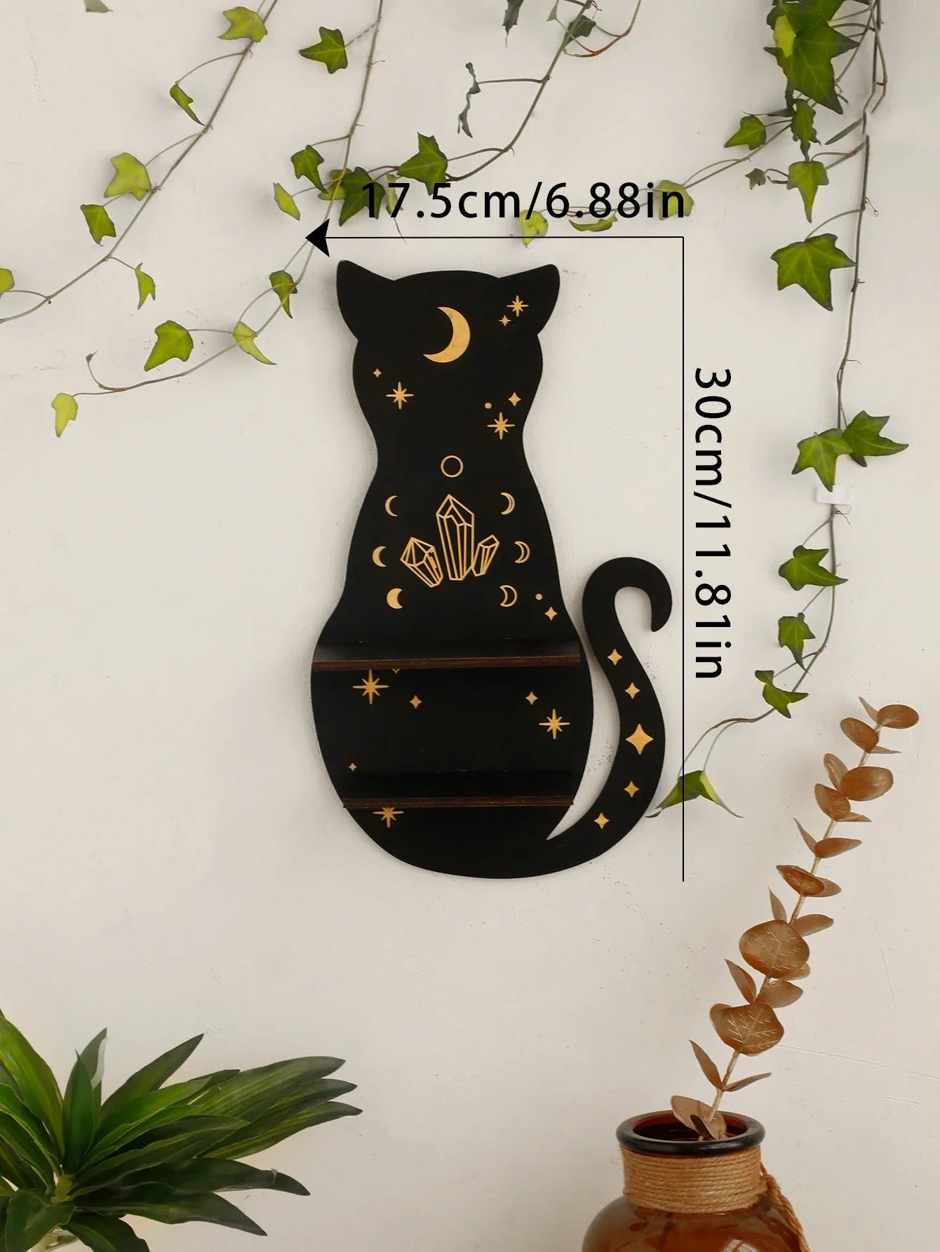 Animal Shaped Moon Phase Crystal Wall Shelf