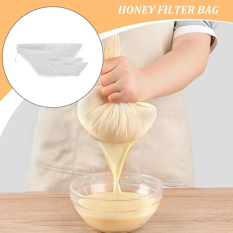 3pcs Soy Milk Bag Reusable Natural Cheese Cloth Bags Dumpling Filling Squeeze Drawstring Bags for Yogurt Nut Strainers