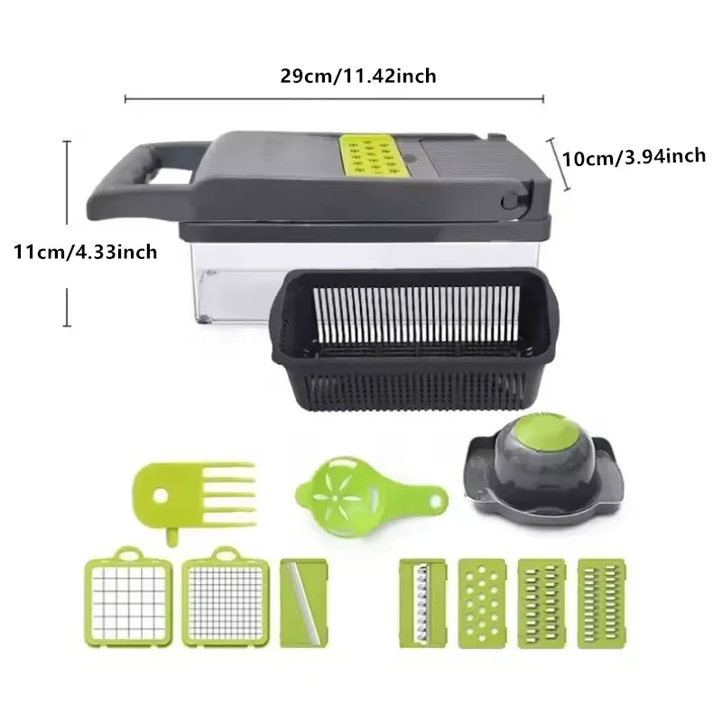14-in-1 Multifunctional Vegetable Chopper – Food Grater, Slicer, Dicer & Cutting Machine with Handle for Fast Kitchen Prep