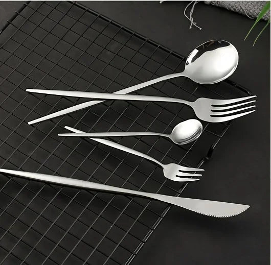 60-Piece Luxe Golden Stainless Steel Cutlery Set – Mirror Polished, Dishwasher Safe