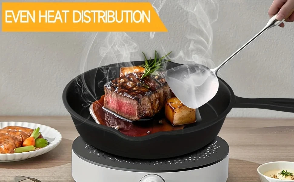 3PCS Cast Iron Skillet Set (6/8/10 Inch)  Pre-Seasoned, Heavy-Duty Pans for Oven, Grill & Campfire, Even Heat, Non-Stick Surface