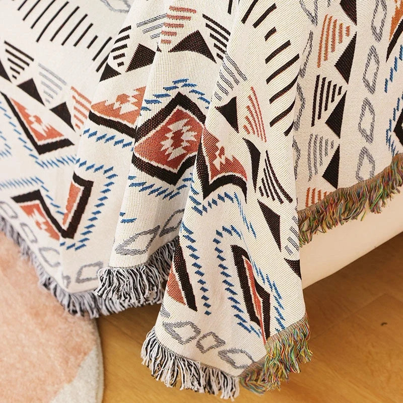 Bohemian Plaid Tassel Throw Blanket