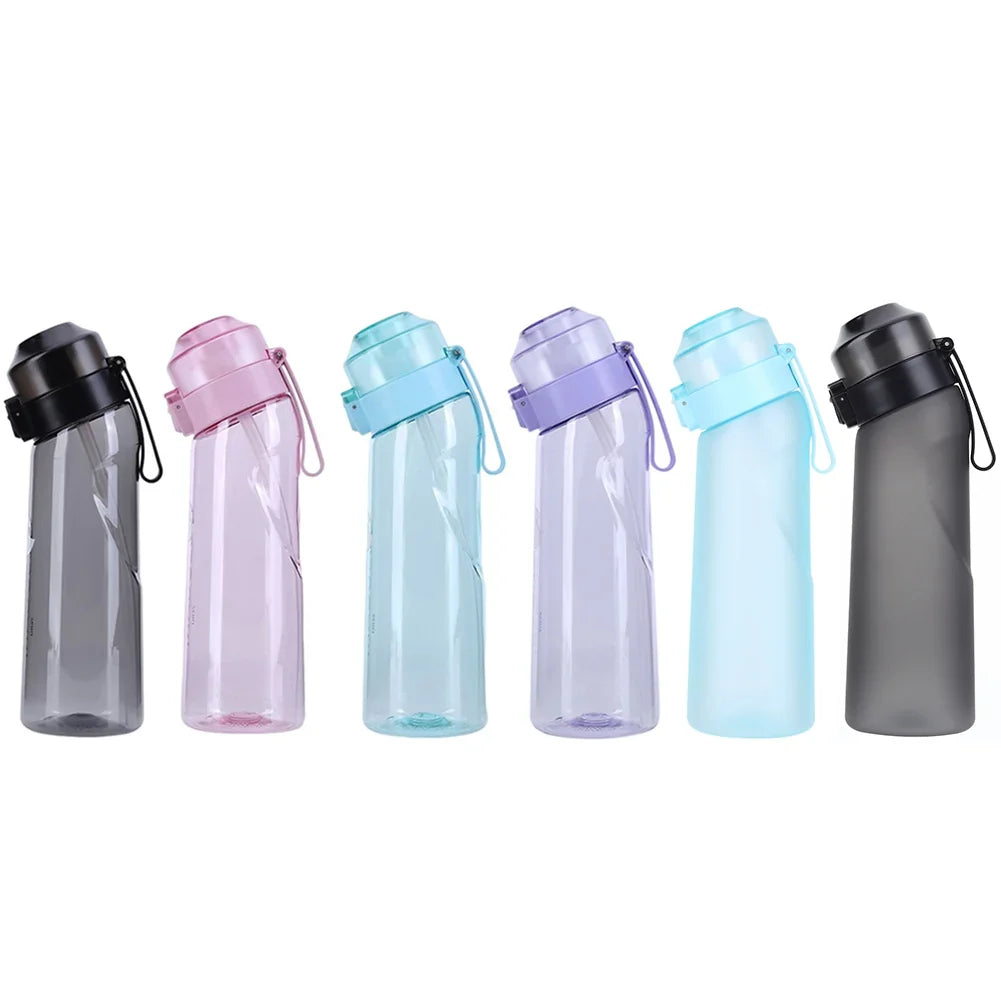 Flavored Water Bottle with 7 Flavour Pods Air Water Up Bottle Frosted Black 650ml Air Starter Up Set Water Cup for Camping Sport