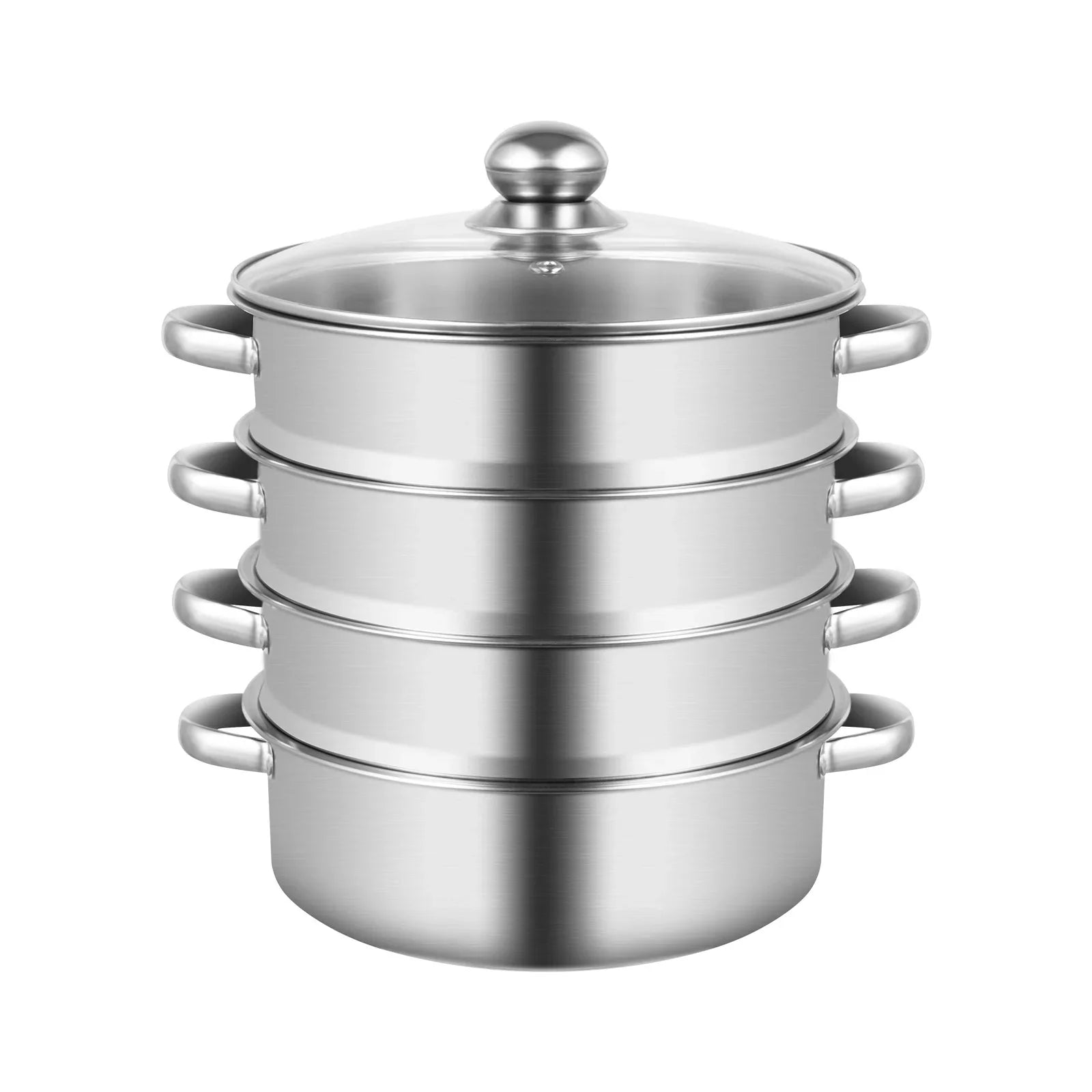 5-Tier Stainless Steel Steamer 15kg  Adjustable Grids Glass Lid for Home Kitchen Restaurant Dormitory Cooking