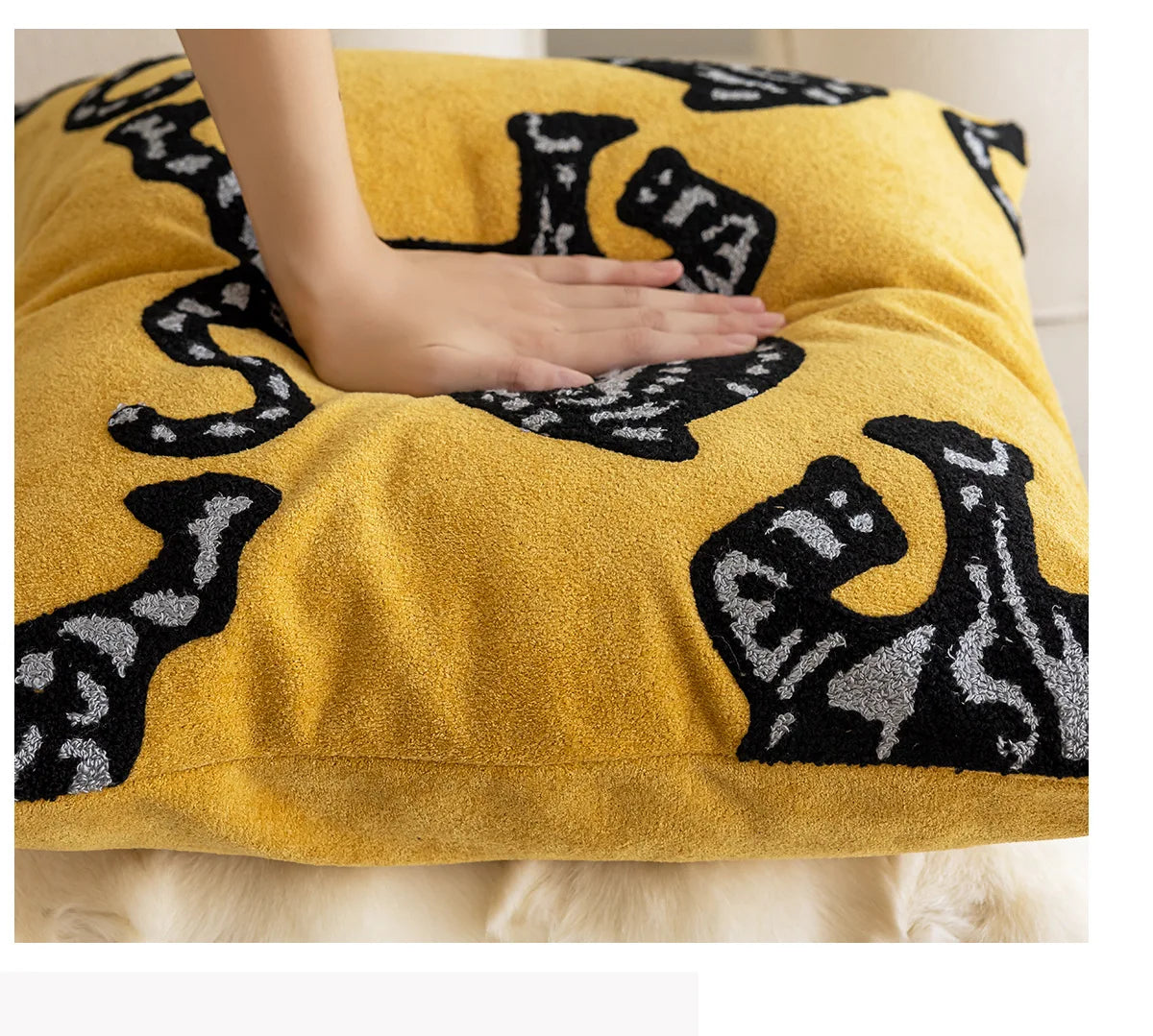 Tiger Embroidered Throw Pillow Cover – Luxury Boho Cushion Case for Sofa, Bed & Home Decor