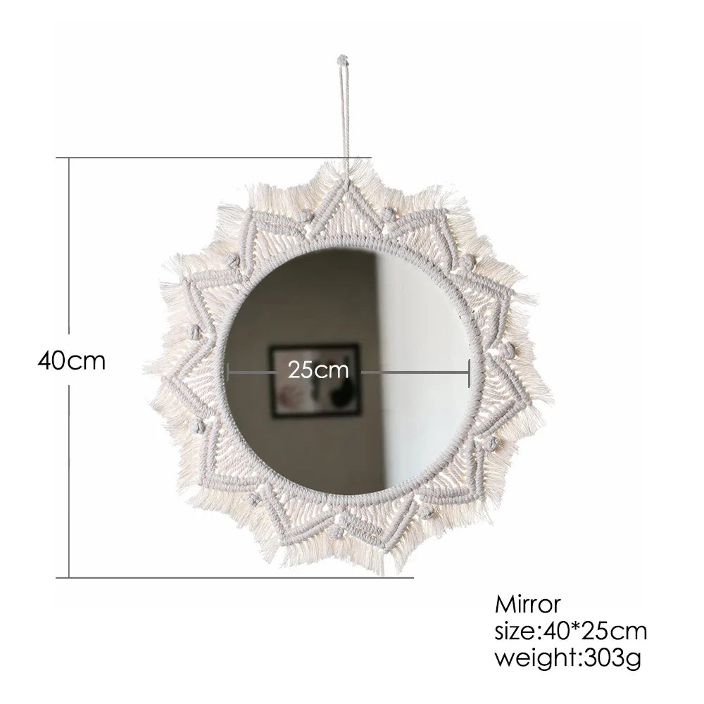 Circular Boho Macrame Wall Mirror