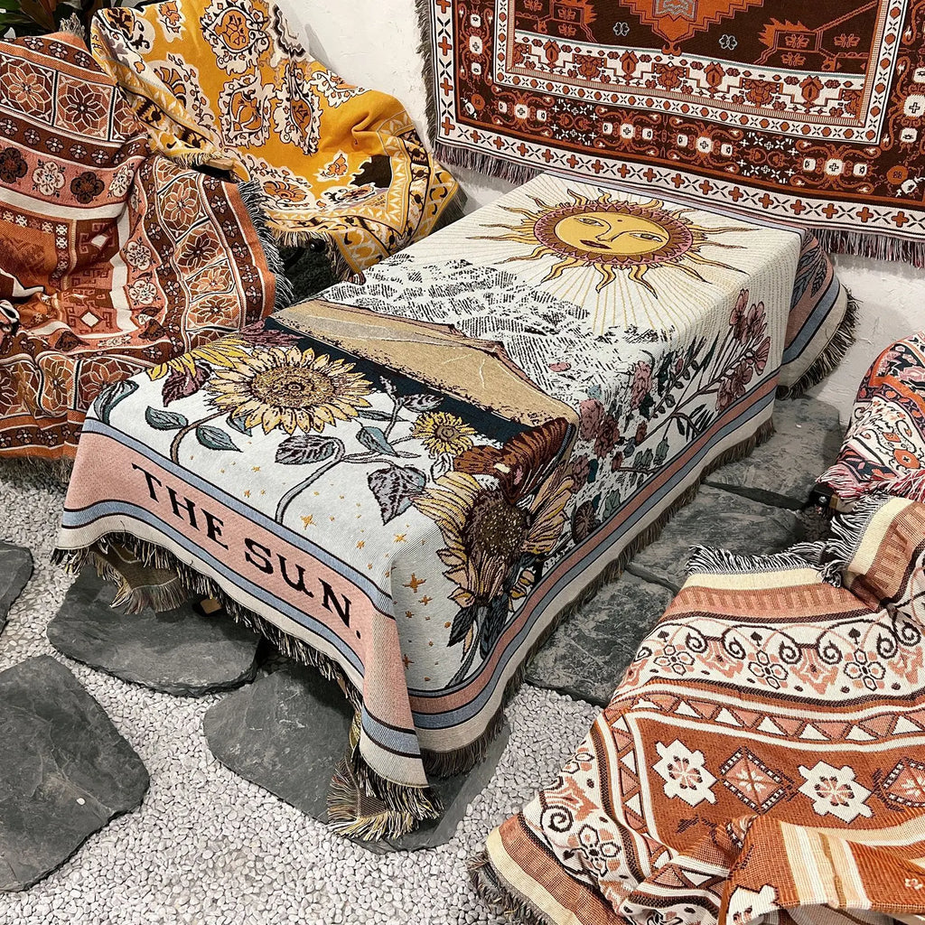 Boho Woven Tarot Throw Blanket