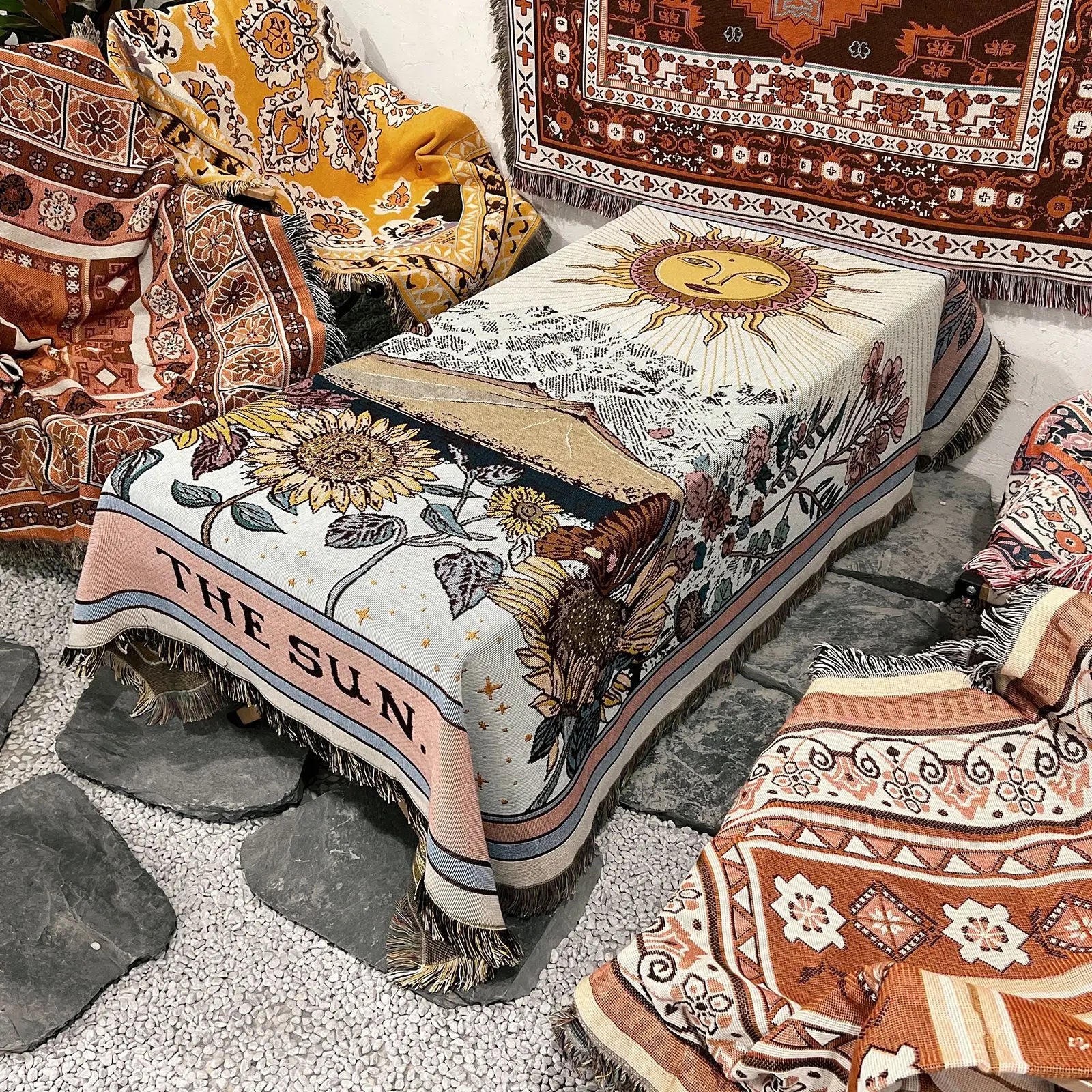 Boho Woven Tarot Throw Blanket