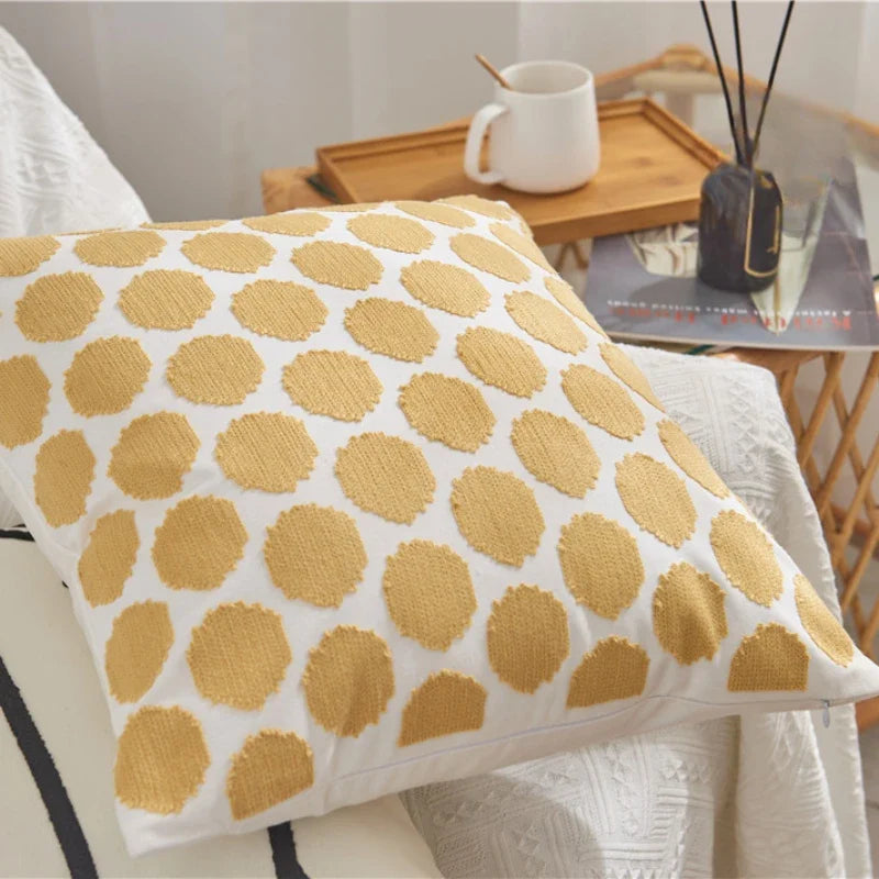 Boho Home Decor Tufted Embroidered Pillowcase – Decorative Throw Pillow Cover for Sofa & Living Room