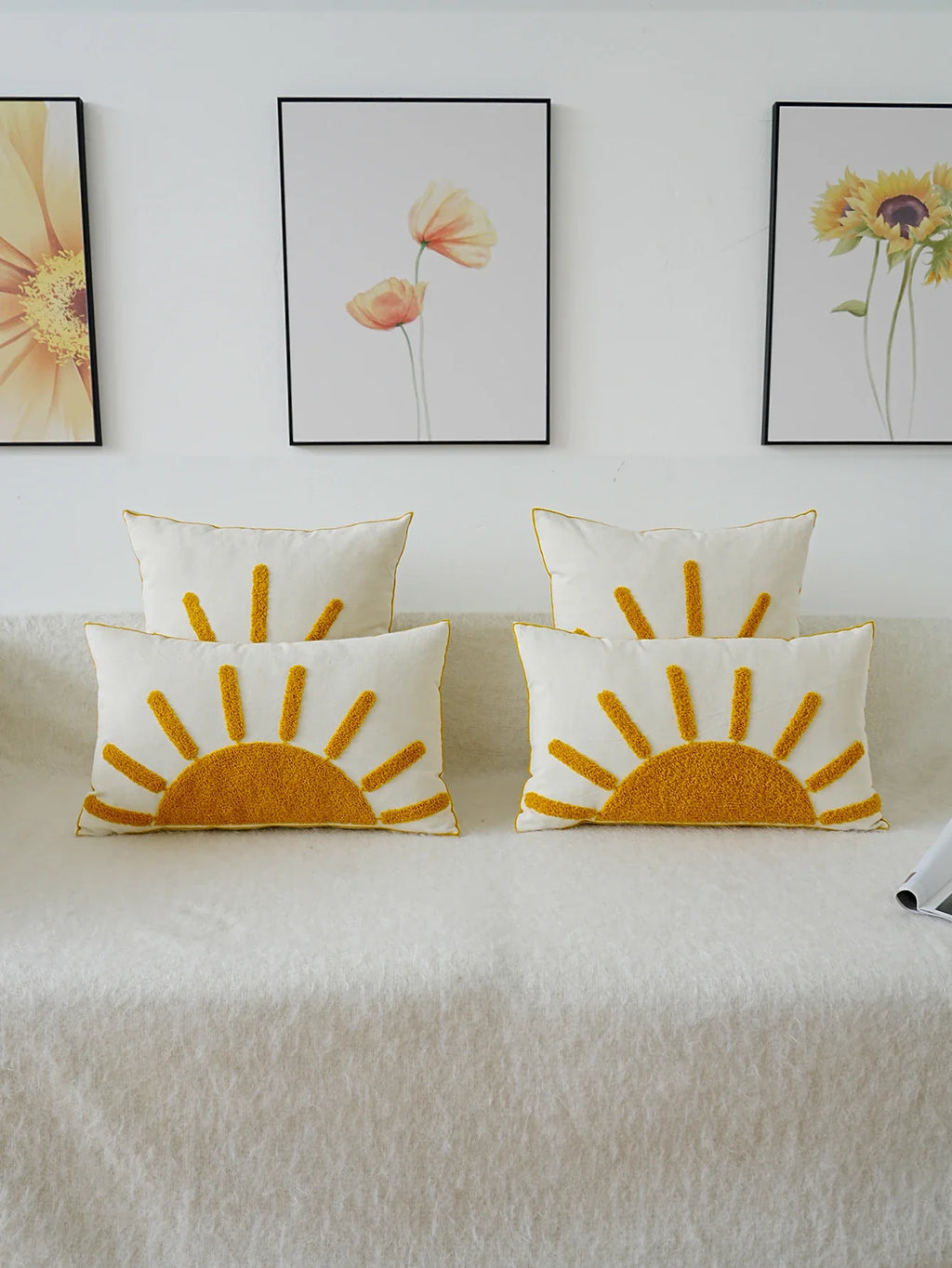 Sun Tufted Embroidered Pillowcase