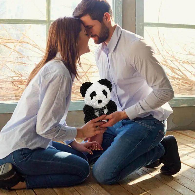 Artificial Foam Rose Panda Bear