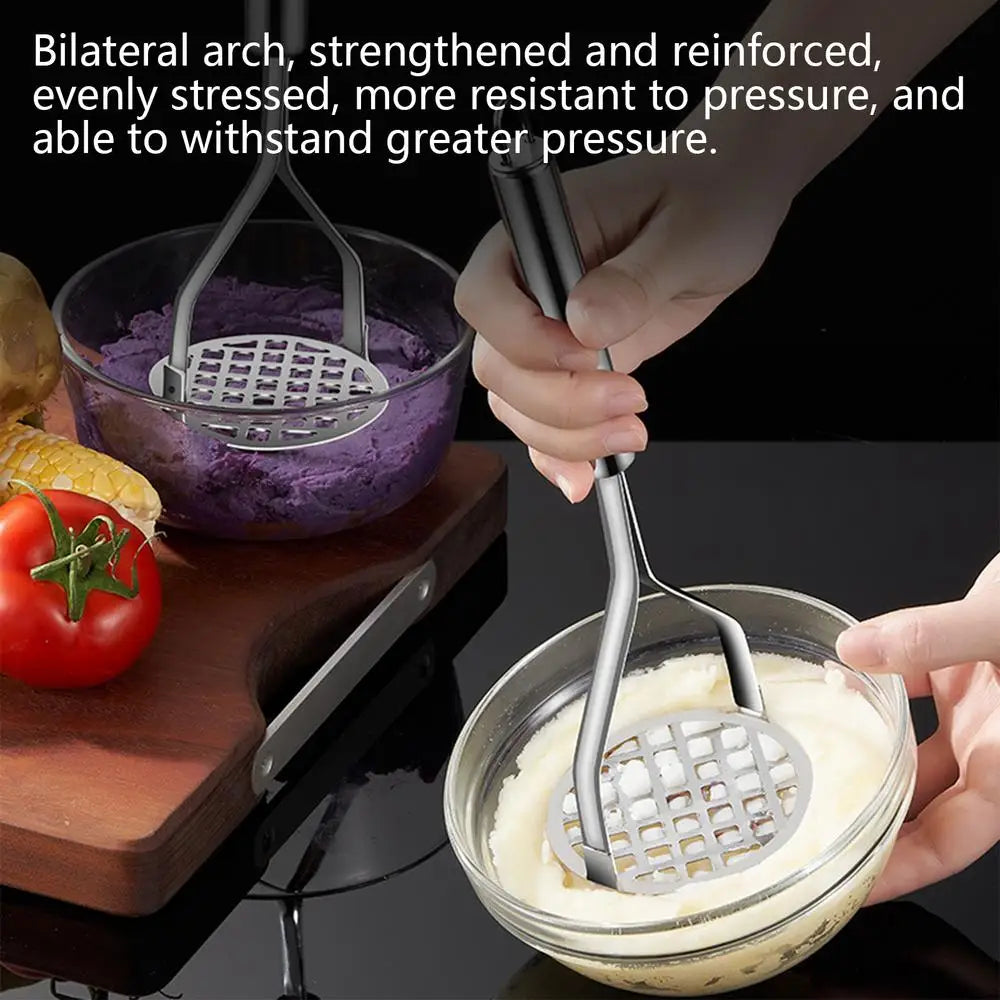 Stainless Steel Potato Masher & Ricer – Heavy-Duty Masher for Potatoes, Sweet Potato, Pumpkin & Veggie Purees, Kitchen Crusher Tool