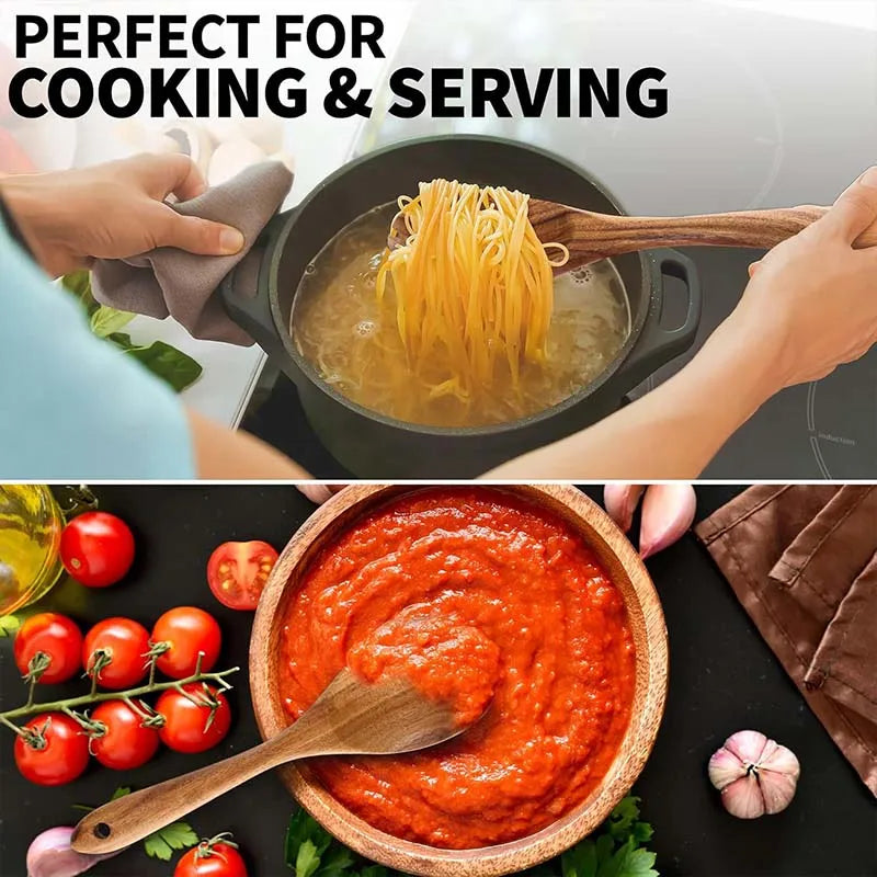 5-Piece Wooden Kitchen Utensil Set – Heat & Rot Resistant, Odor-Free Cooking Tools