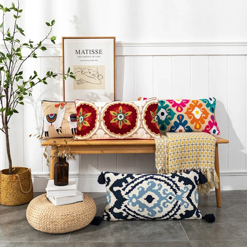 Bohemian Embroidered Throw Pillow Covers