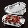Stainless steel baking tray set, 1 large deep baking tray, non-stick, non-electric, multifunctional baking tray with handles