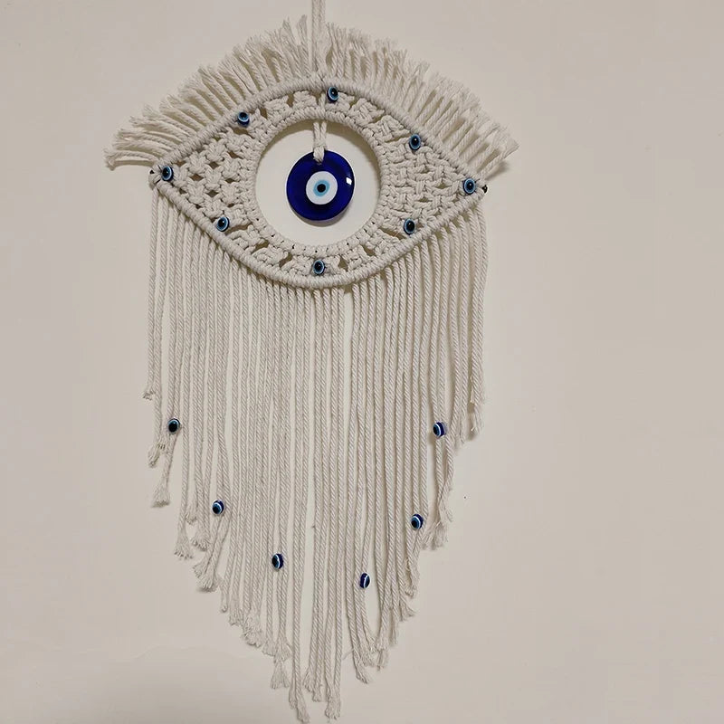 🧿 Evil Eye Macrame Wall Hanging – Handmade Boho Home Decor Tapestry