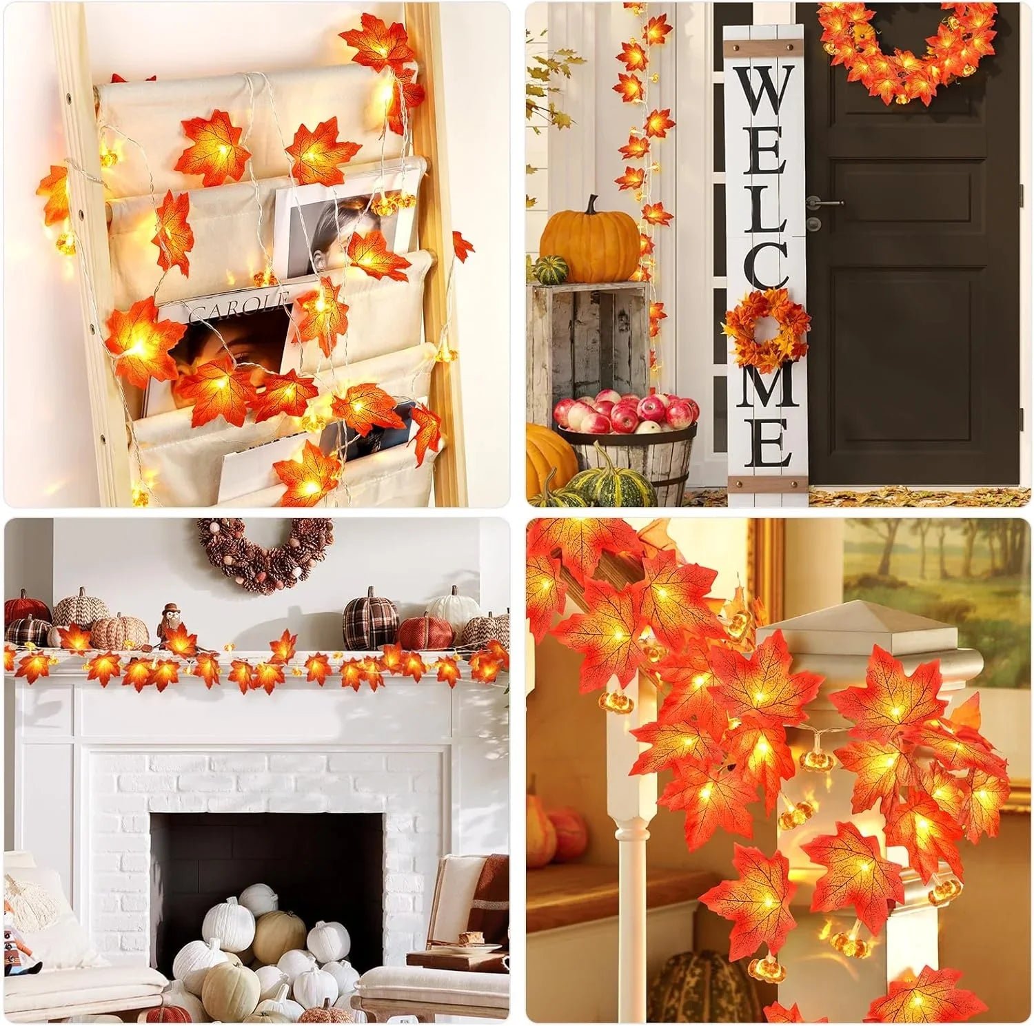 Fall Pumpkin & Maple Leaf String Lights