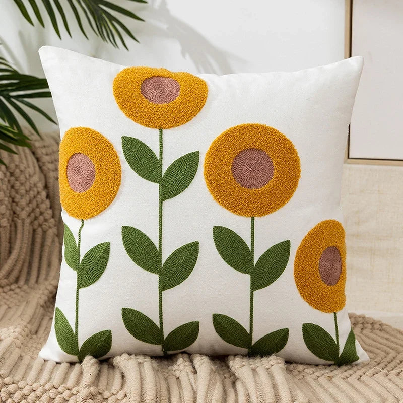 Vintage Floral Embroidered Pillowcase